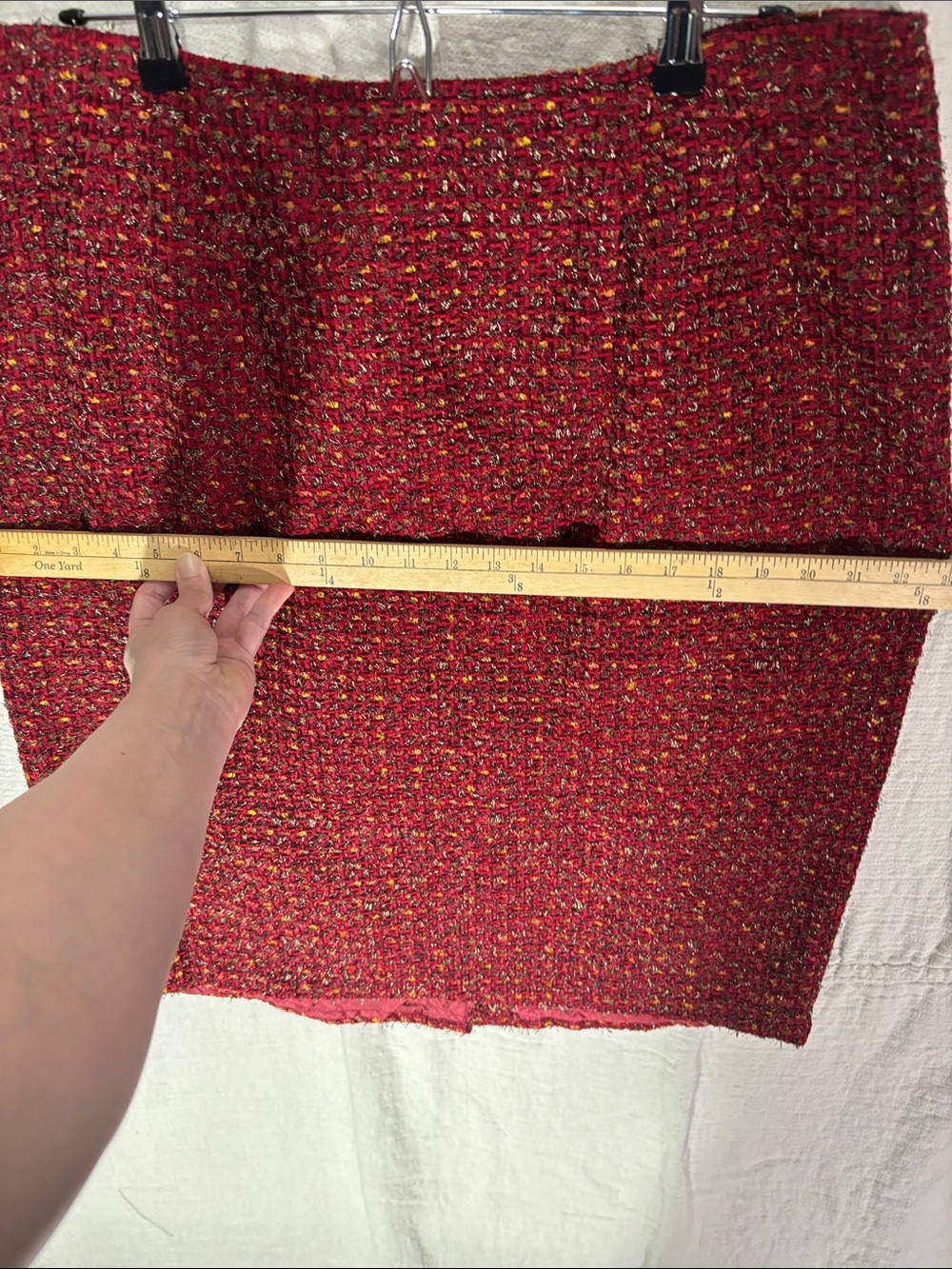 VTG Doncaster Tweed 2-Piece Skirt Suit Set Burgundy Red Metallic Size 18 USA EUC - Picture 14 of 16